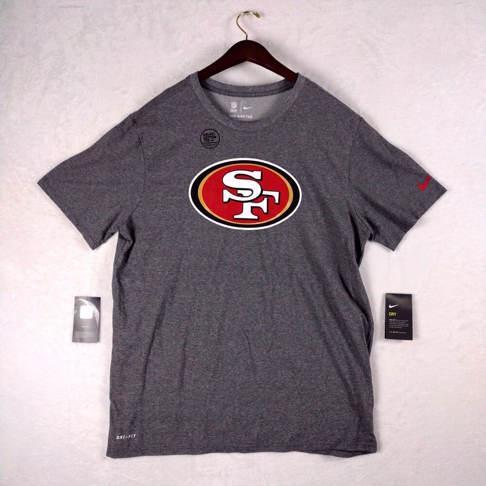 Nike‎ San Francisco 49ers Mens XL Dri-FIT Cotton Gray NFL T-Shirt New With Tags